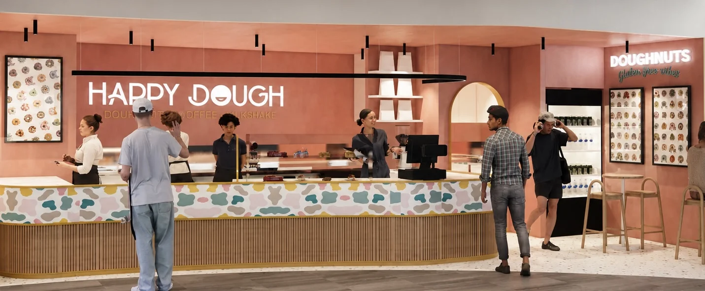 Happy Dough gluten-free doughnut store at Post Office Square in Brisbane CBD.