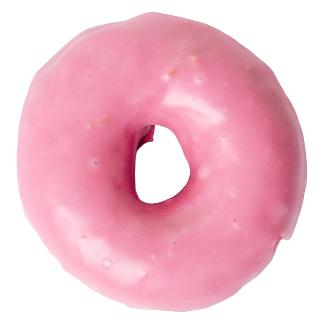 Strawberry Glaze gluten-free doughnut with a pink glaze